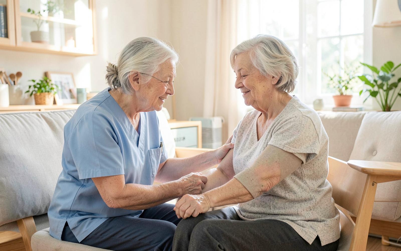 Clinical home care nurse visiting a patient