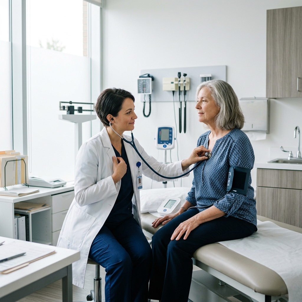 Doctor performing preventive health check-up